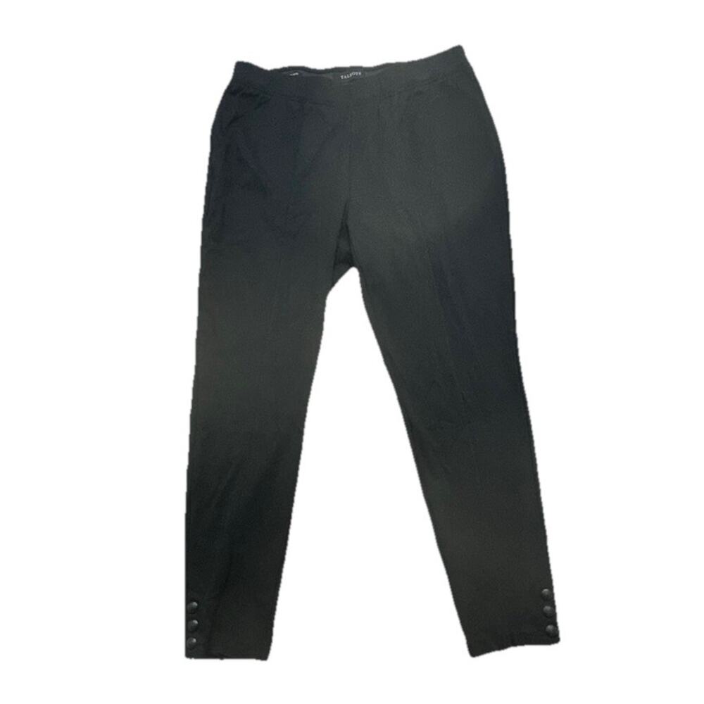 TALBOTS Dress Pants 1X Skinny Ankle Pull On Black Ankle Button Accents Leggings